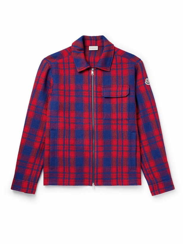 Photo: Moncler - Checked Wool Zip-Up Overshirt - Red