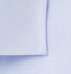 Canali - Cutaway-Collar Cotton and Linen-Blend Shirt - Blue