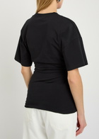 Akyn Harper Gathered Stretch-cotton T-shirt Black