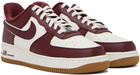 Nike White & Burgundy Air Force 1 '07 Sneakers