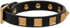 Valentino Garavani Black Leather Rockstud Bracelet