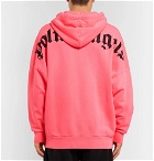 Palm Angels - Oversized Logo-Print Loopback Cotton-Jersey Hoodie - Pink