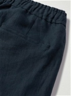 Caruso - Tapered Linen Trousers - Blue