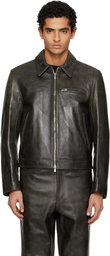 TONYWACK Black Zip Leather Jacket