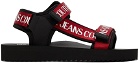 Versace Jeans Couture Black & Red Fondo Strap Sandals