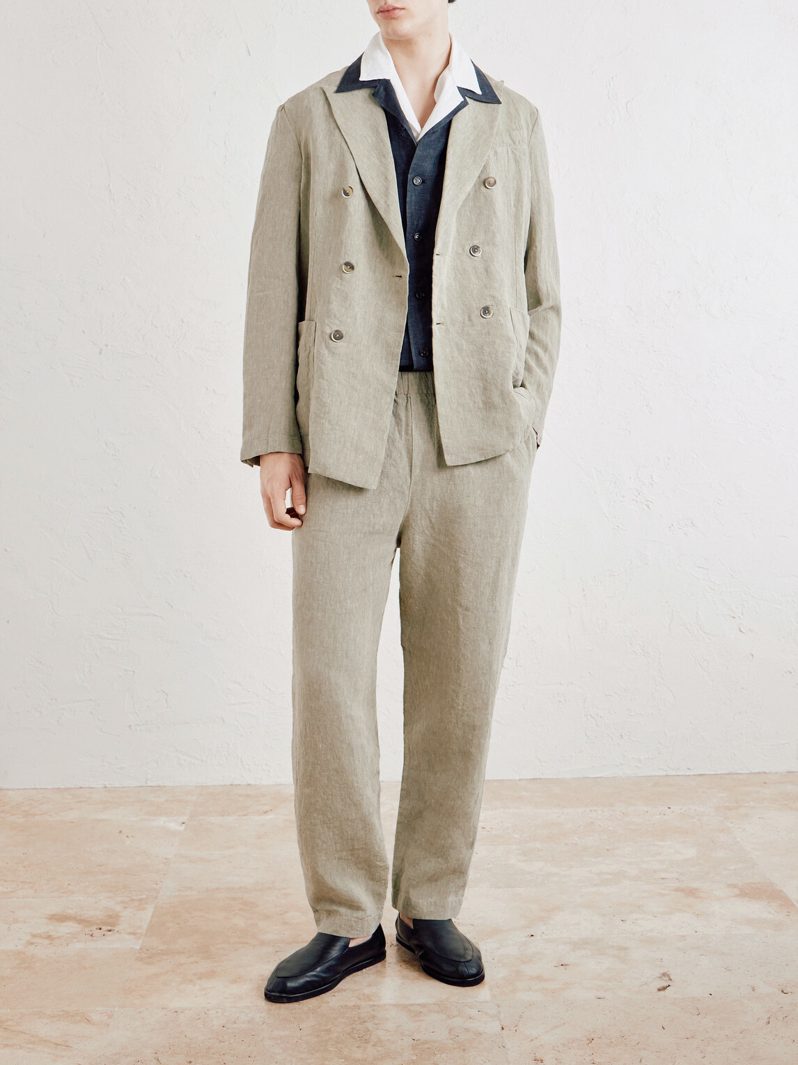 Barena - Siroco Marte Double-Breasted Linen Suit Jacket - Green