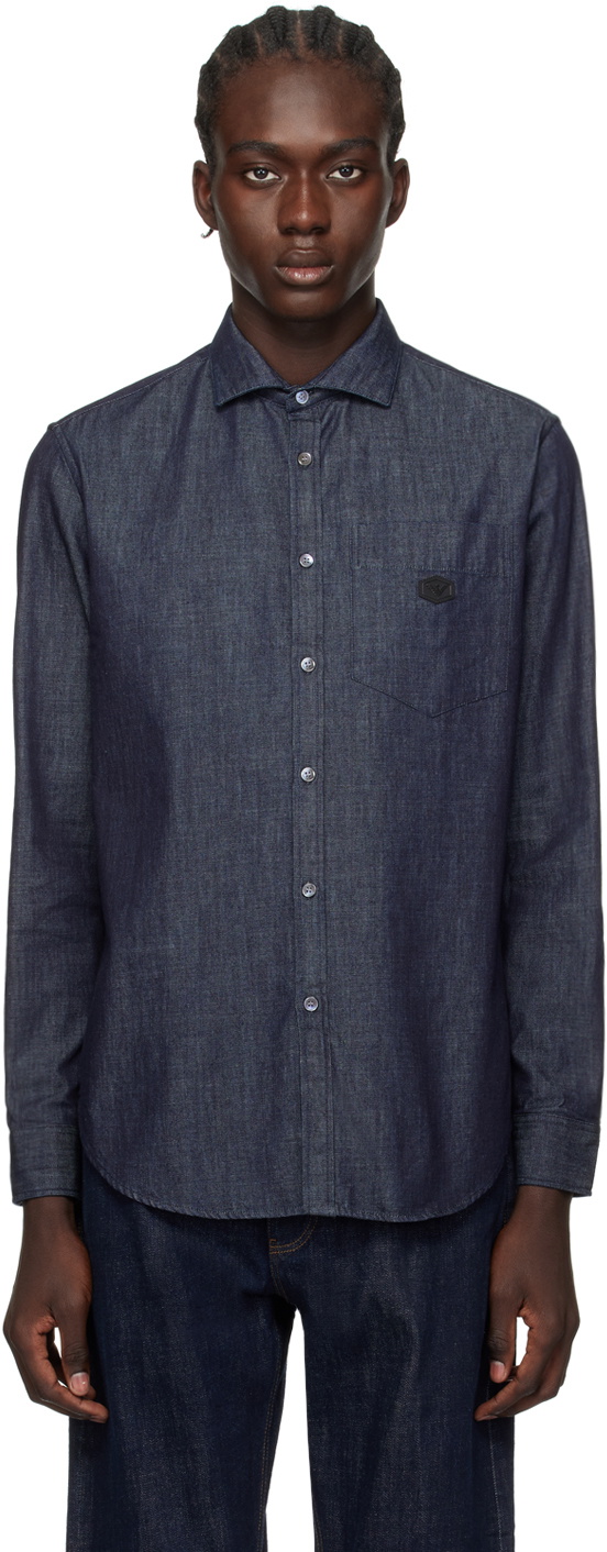 Emporio Armani Indigo Lightweight Denim Shirt Emporio Armani