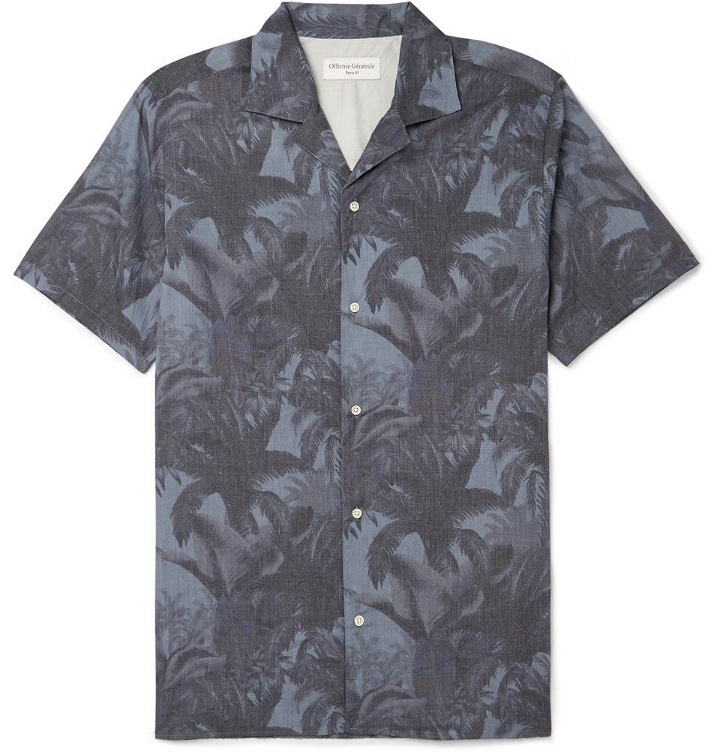 Photo: Officine Generale - Dario Camp-Collar Printed Lyocell and Cotton-Blend Shirt - Men - Blue
