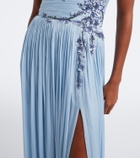 Costarellos Lenina Lurex® georgette bustier gown