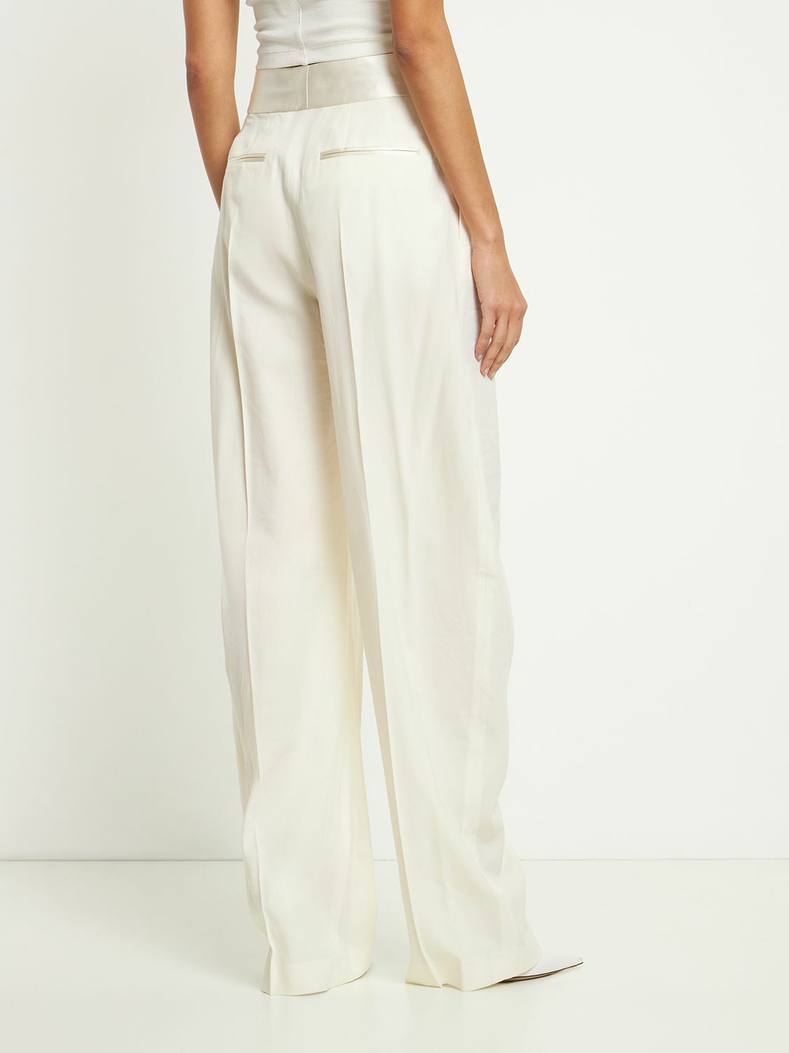 THE ATTICO - Gary Stretch Gabardine Wide Pants The Attico