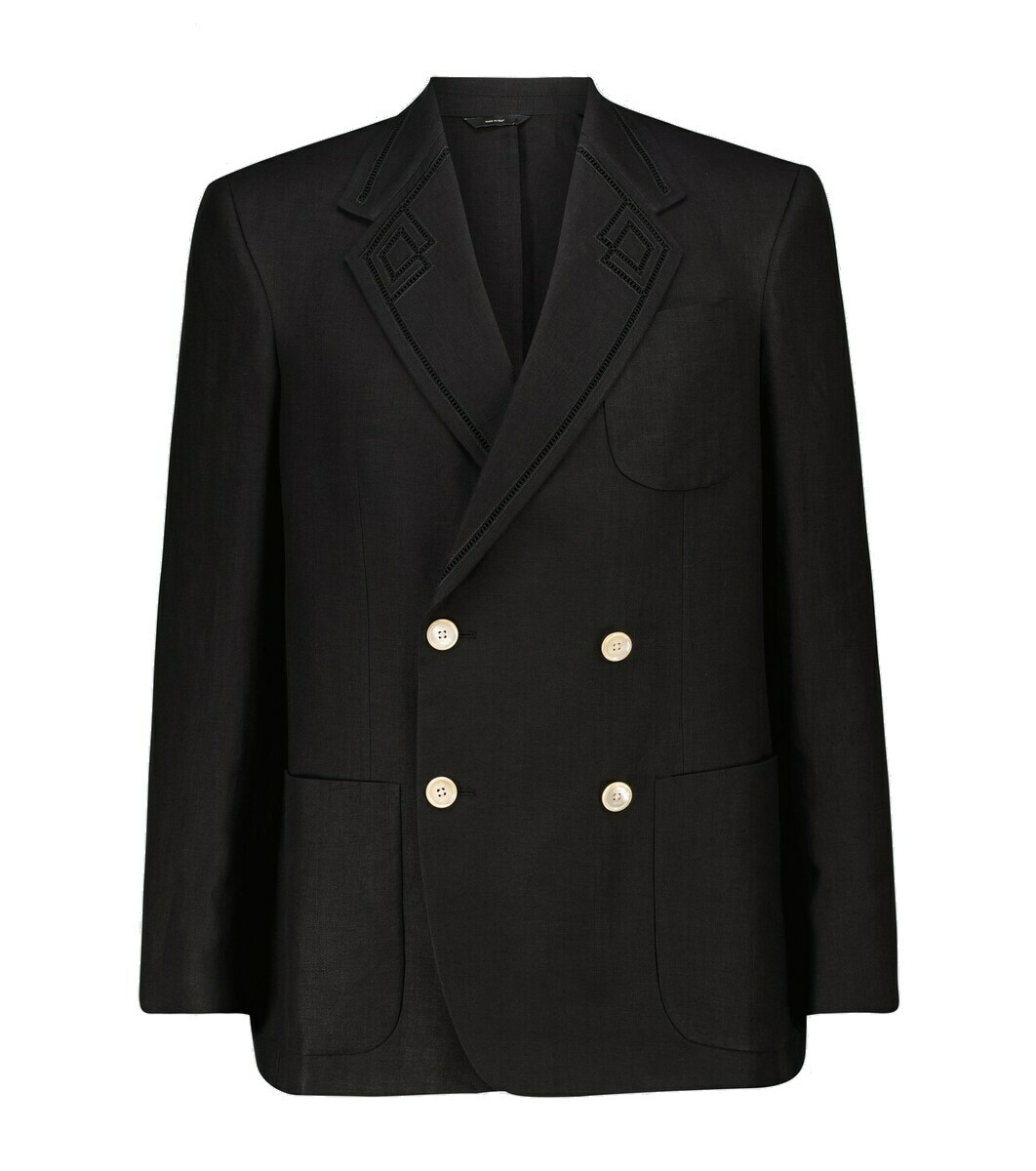 Fendi Reversible Double-Breasted Wool Coat Black Men's - US