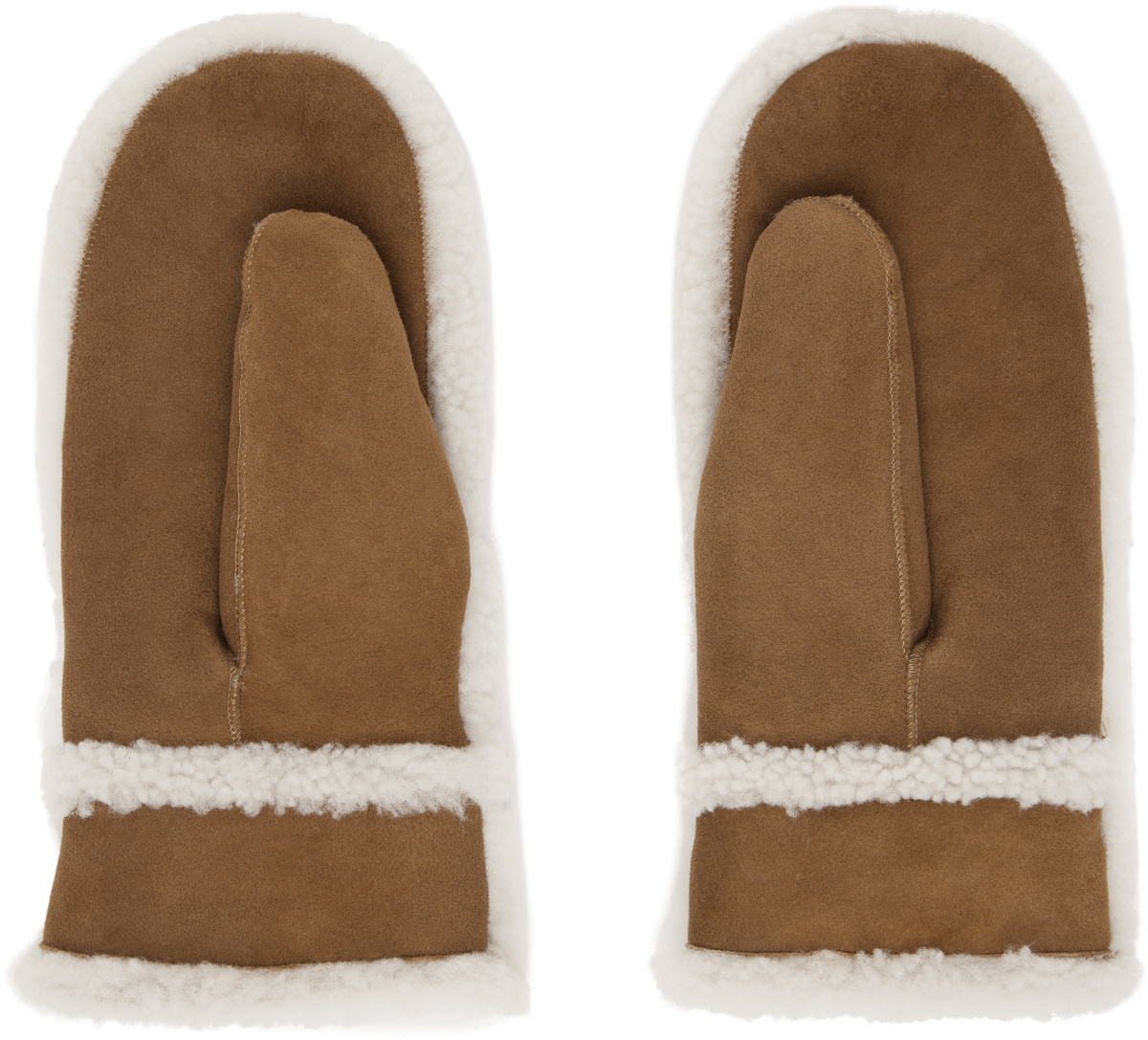 Yves Salomon Tan Suede Shearling Mittens