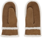 Yves Salomon Tan Suede Shearling Mittens