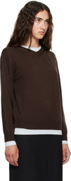 TONYWACK Brown Superfine Wool Layered V-Neck Sweater