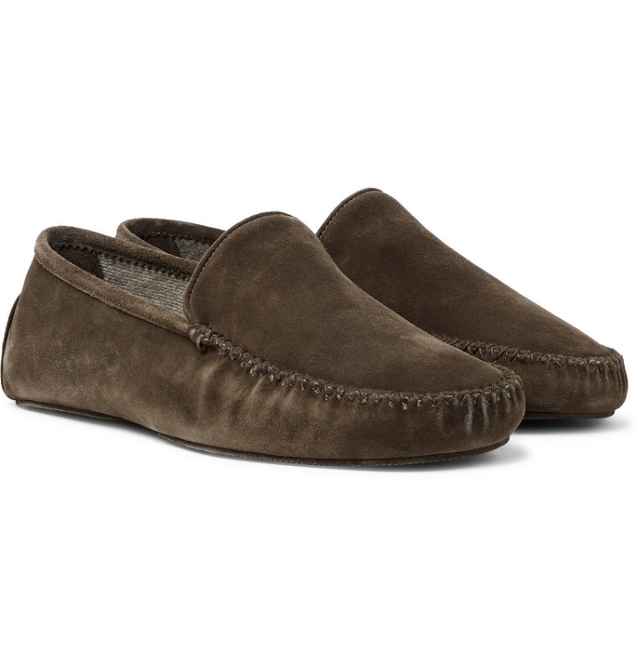 Photo: Thom Sweeney - Suede Slippers - Brown