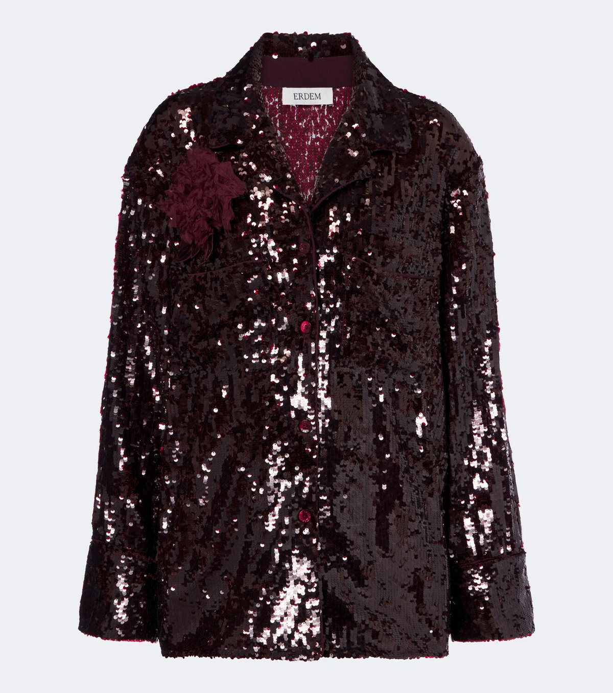 Erdem Floral-appliqué sequined shirt
