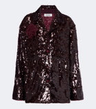 Erdem Floral-appliqué sequined shirt