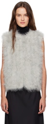 Yves Salomon Green Cropped Feather Vest
