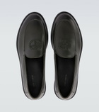 Giorgio Armani Embroidered logo leather loafers