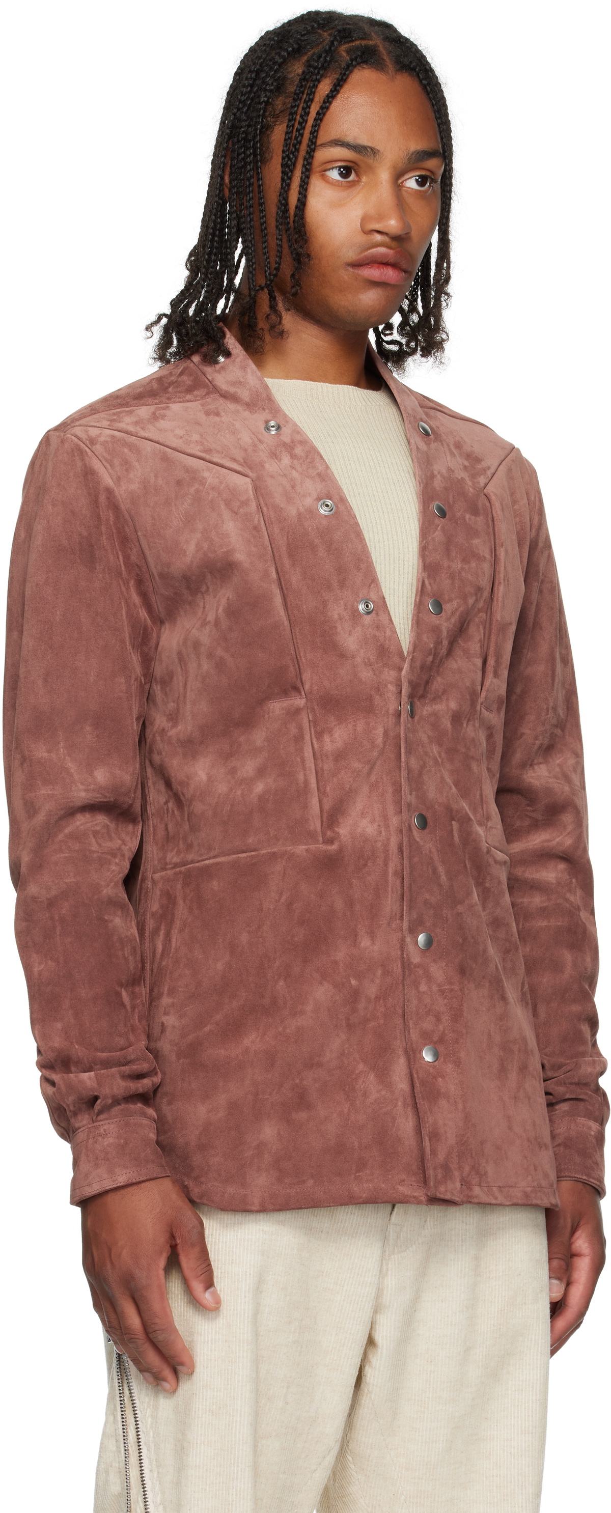 Rick Owens Pink Concordians Larry Fogpocket Suede Jacket Rick Owens