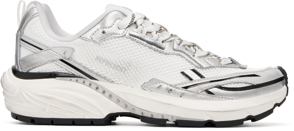 Represent White & Silver Storm Torn Sneakers