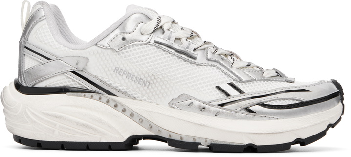 Photo: Represent White & Silver Storm Torn Sneakers