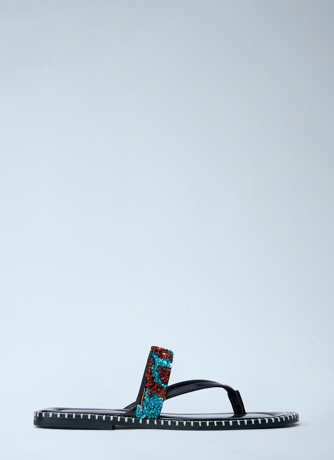Dries Van Noten Embellished Whipstitched Leather Sandals