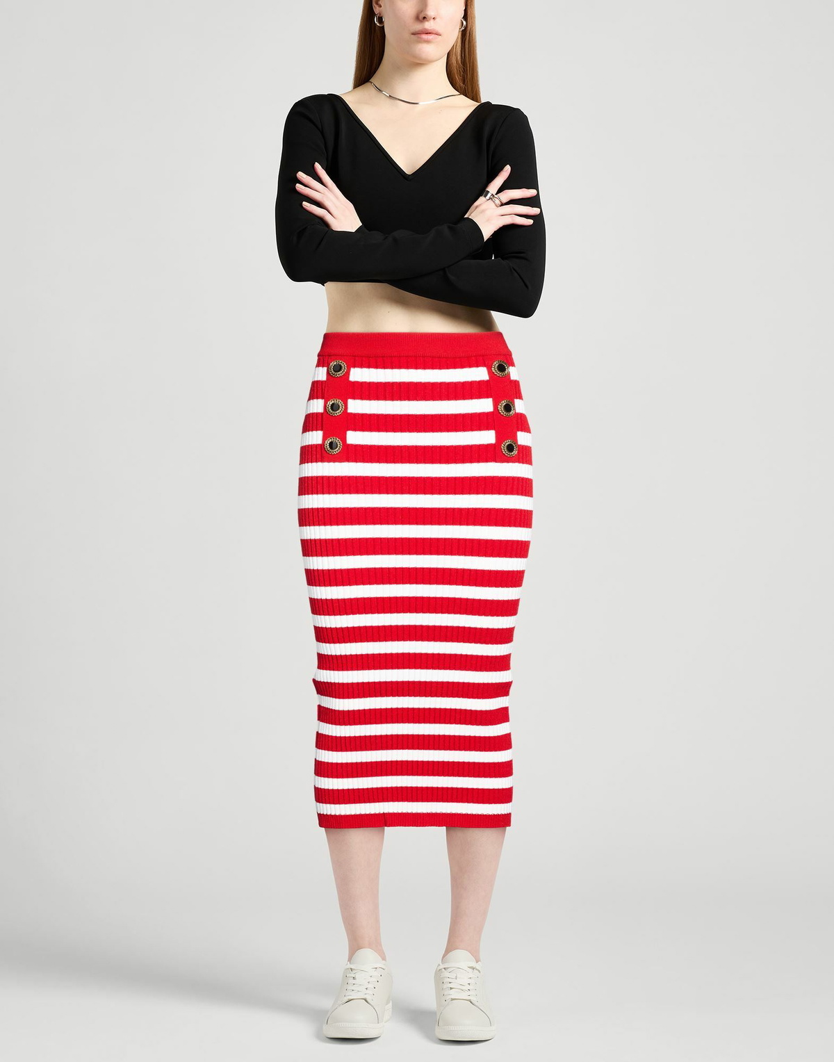 Balmain Womens Midi skirt in Red
