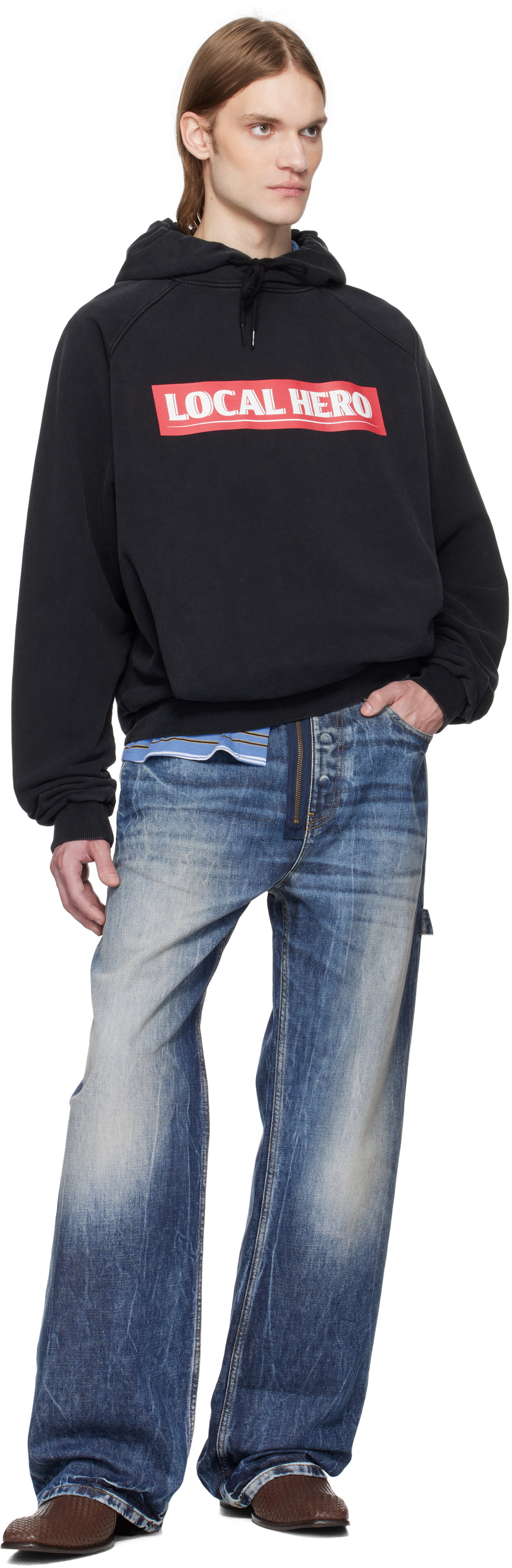 Martine Rose Black Raglan Hoodie