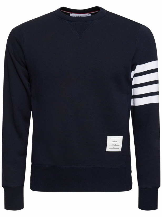 Photo: THOM BROWNE - Cotton Jersey Sweatshirt W/ Stripes