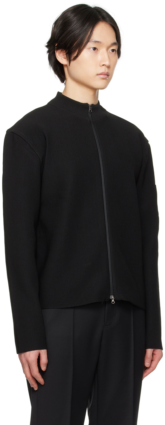 Amomento カーディガン AMOMENTO Black Zip Cardigan AMOMENTO