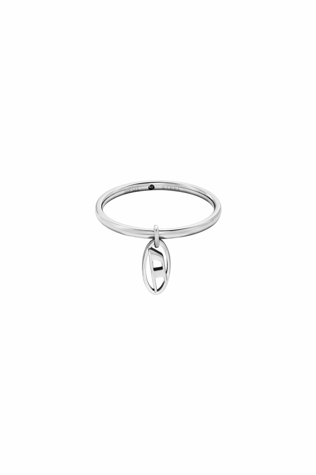Diesel Stainless Steel Charm Ring - Rings - Unisex - Silver