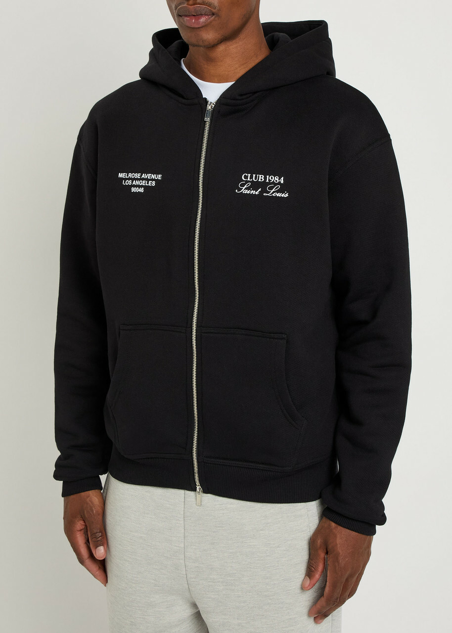 Club 1984 Melrose Printed Hooded Cotton Sweatshirt Black