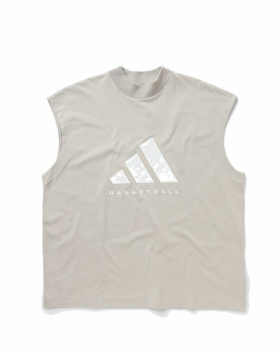Photo: Adidas Basketball Sleeveless Tee Grey - Mens - Tank Tops
