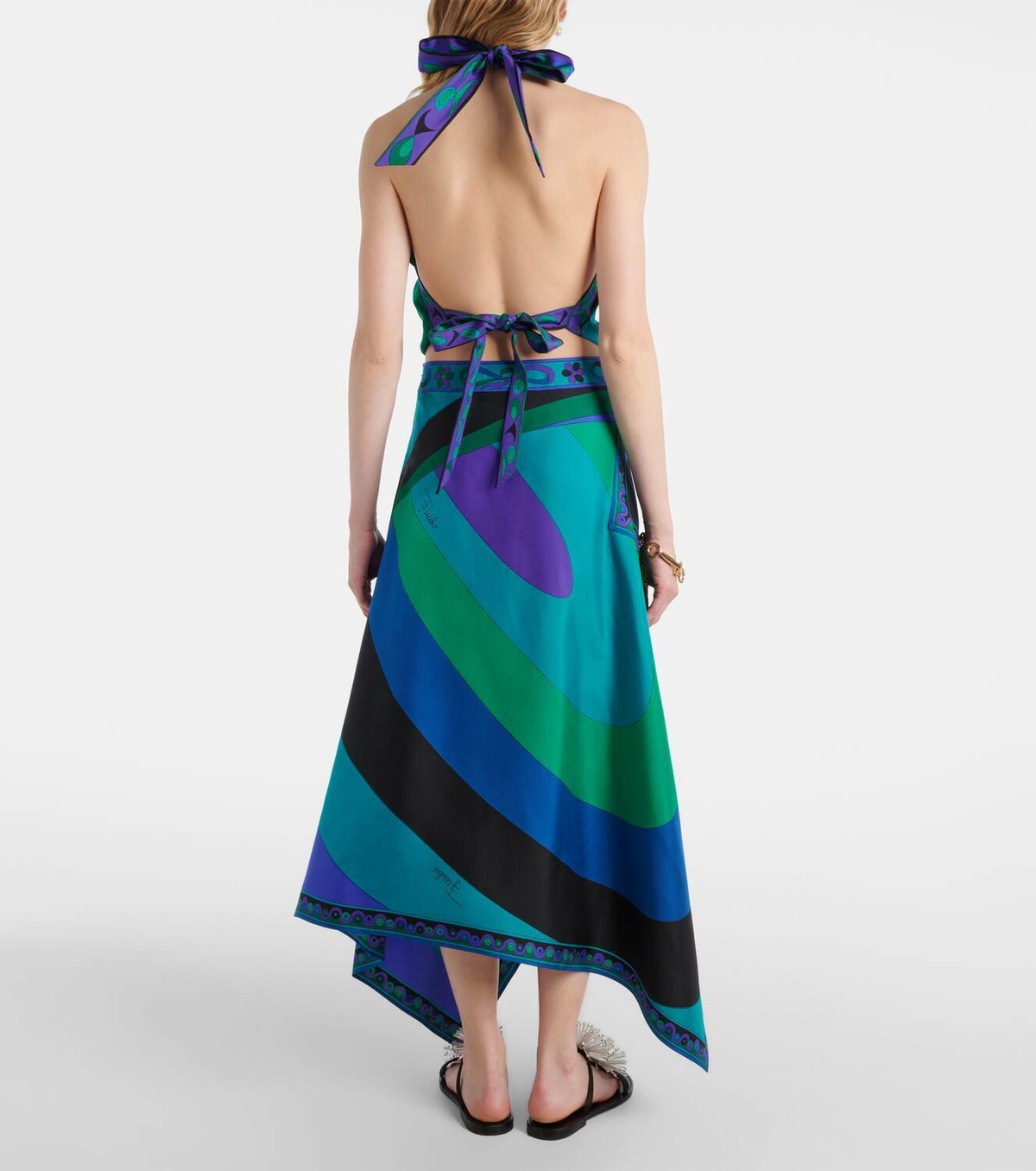 Pucci Cigni printed halterneck silk top