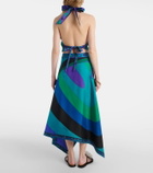 Pucci Cigni printed halterneck silk top