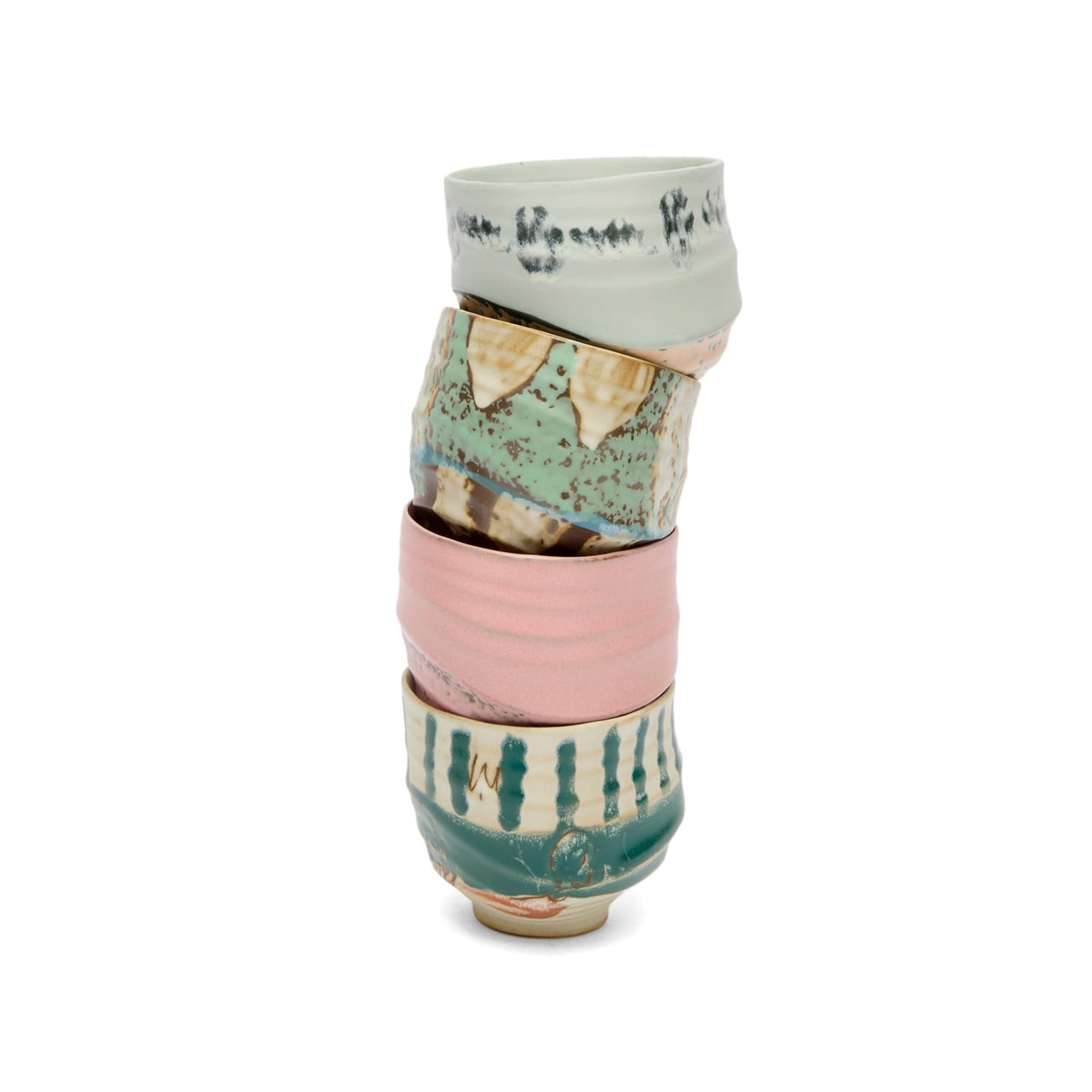 HKliving Artist Ceramics Coffee Cups - Set of 4 in Multi 