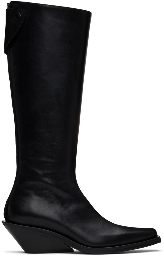 Photo: Ann Demeulemeester Black Auke Pointy Medium Heel Tall Boots