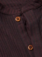 SMR Days - Gracioneta Camp-Collar Embroidered Organic Cotton Shirt - Purple