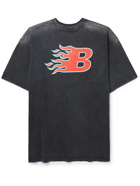 BALENCIAGA - Printed Cotton-Jersey T-Shirt - Black