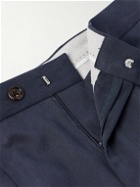 Brunello Cucinelli - Straight-Leg Pleated Silk-Twill Suit Trousers - Blue