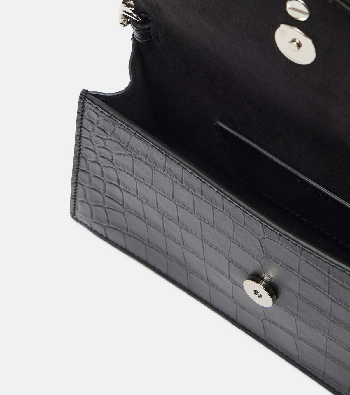 McQueen Skull Mini croc-effect leather clutch