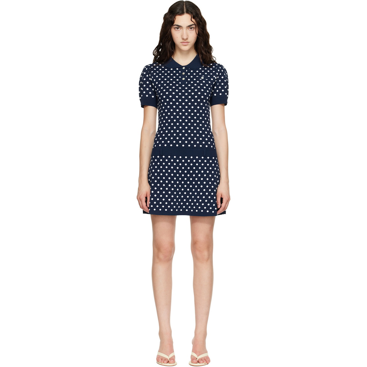 Sandy Liang Navy Tumi Sweater Minidress