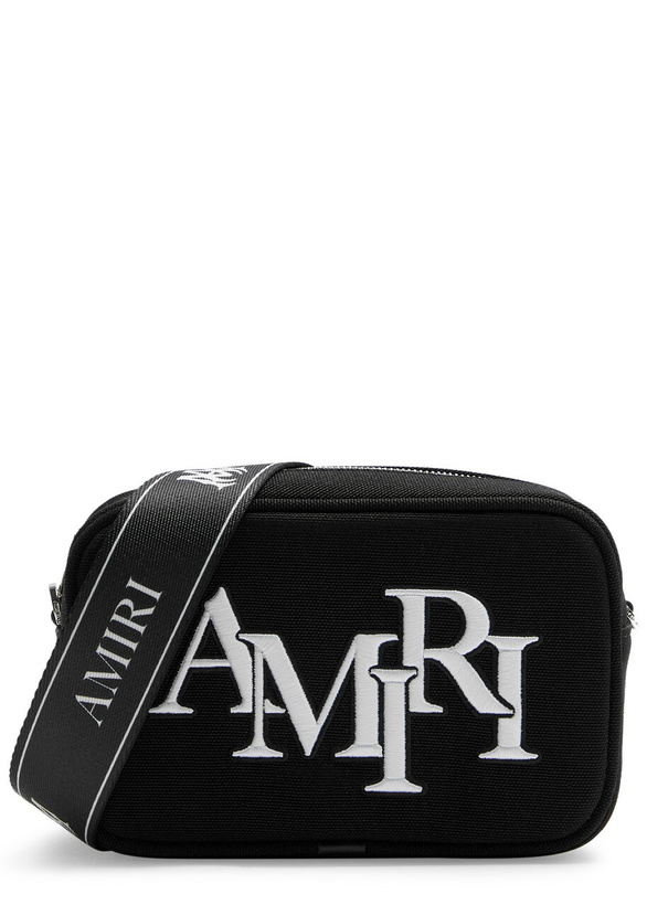 Photo: Amiri Staggered Logo-embroidered Canvas Camera bag - Black - One Size