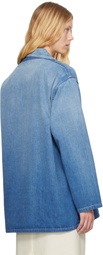 AURALEE Blue Selvedge Faded Light Denim Shirt