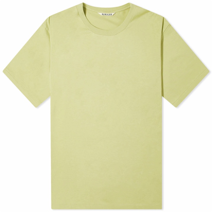 Photo: Auralee Men's Luster Plaiting T-Shirt in Light Green