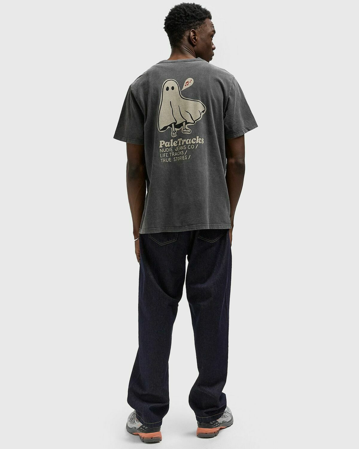 Nudie Jeans Roy Pale Tracks Tee Grey Mens Shortsleefe