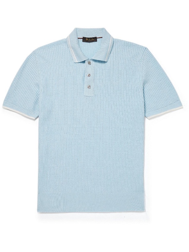 Photo: Loro Piana - Slim-Fit Ribbed Linen Polo Shirt - Blue