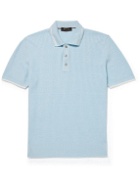 Loro Piana - Slim-Fit Ribbed Linen Polo Shirt - Blue