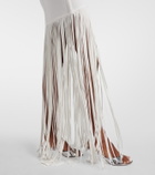David Koma Fringed ribbed-knit maxi dress